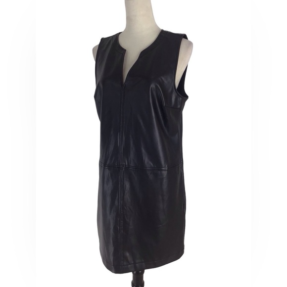 Michael Stars Black Vegan Leather Cecelia Dress Size Medium - Picture 7 of 10